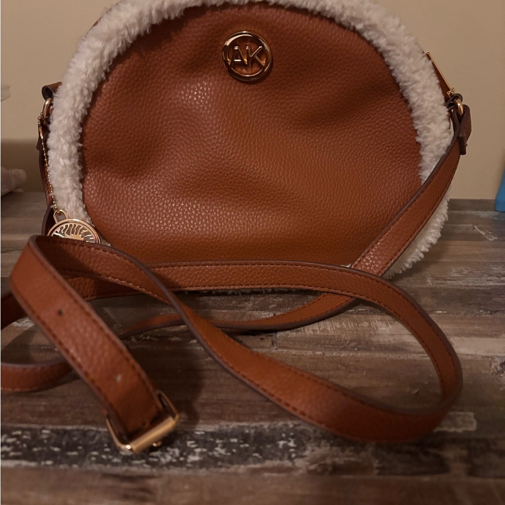 Anne Klein Tan Crossbody Bag with Cream Trim